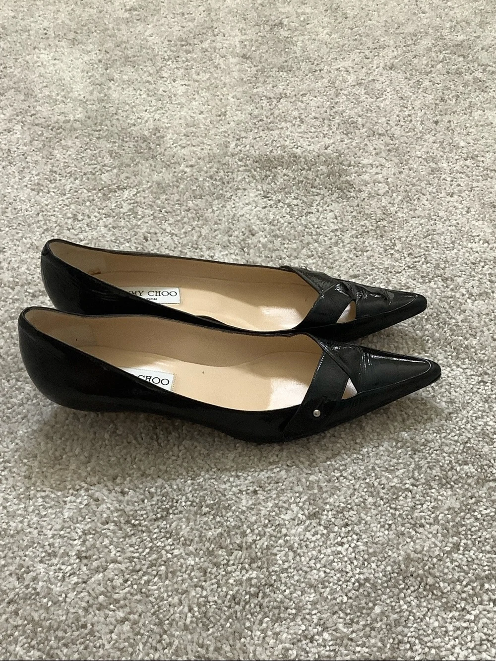 Jimmy Choo Black Patent Pointed-Toe Pumps